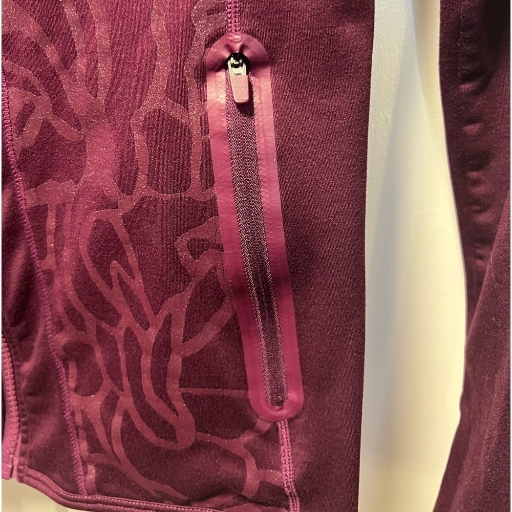 Fabletics JoJo Burgundy Floral Zip Jacket Size Small View 3